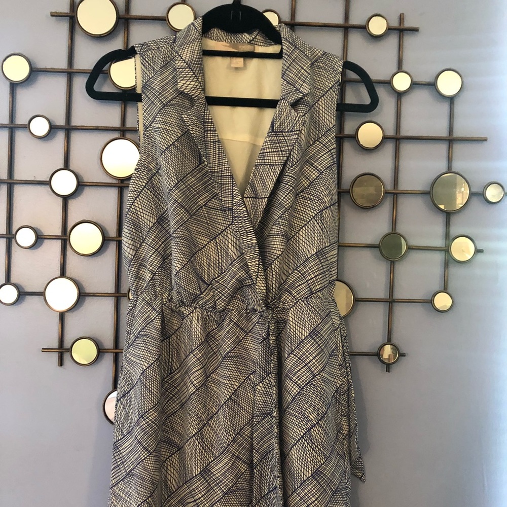 Blue Patterned Wrap Dress